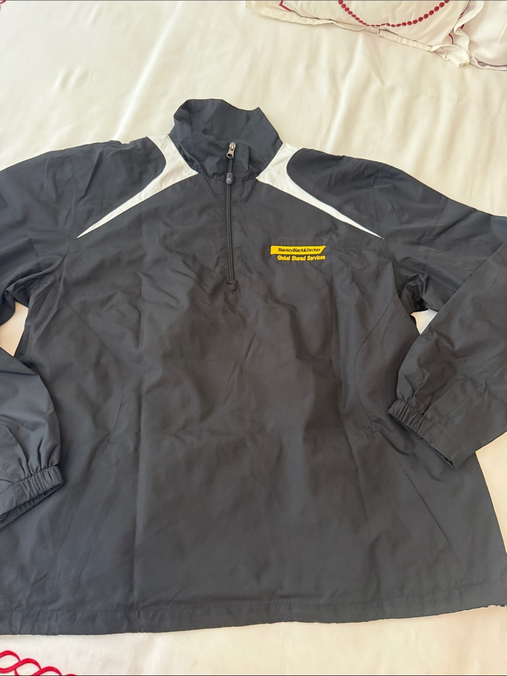 Sport-Tek Black and White Pullover Jacket / Yellow Stanley Black & Decker Logo
